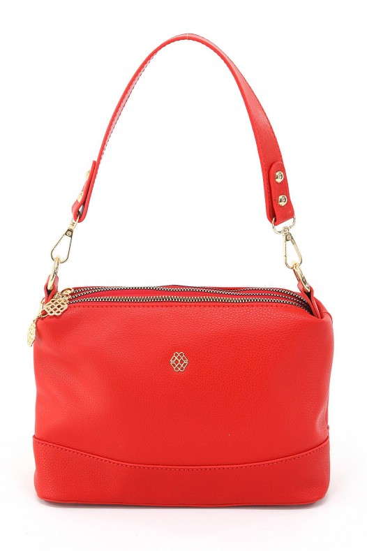 Kırmızı Orta Boy Günlük Kadın Çapraz Askılı Kol Omuz Çantası İthal Kaliteli Suni Deri Çok Gözlü 5357