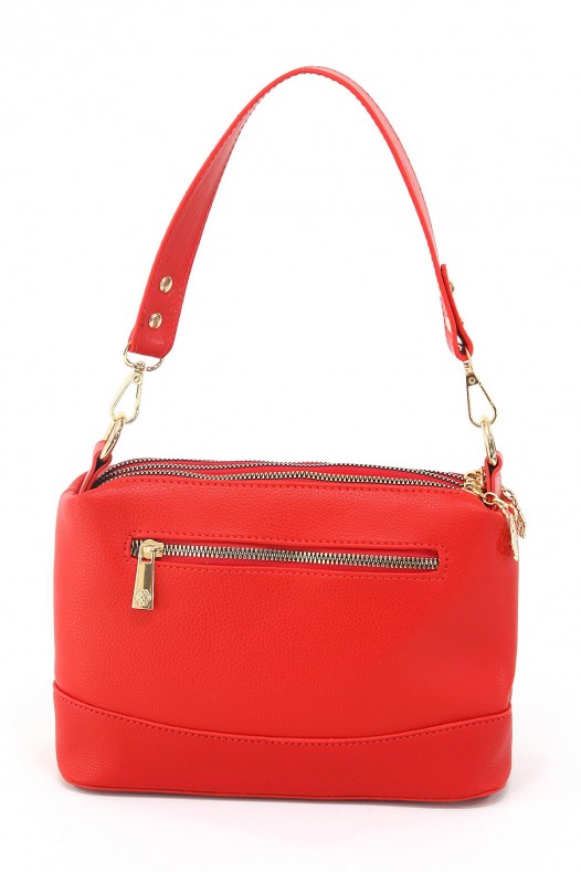 Kırmızı Orta Boy Günlük Kadın Çapraz Askılı Kol Omuz Çantası İthal Kaliteli Suni Deri Çok Gözlü 5357