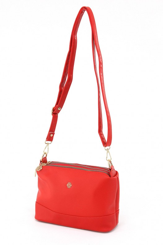 Kırmızı Orta Boy Günlük Kadın Çapraz Askılı Kol Omuz Çantası İthal Kaliteli Suni Deri Çok Gözlü 5357