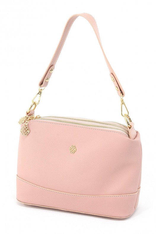 Pudra Orta Boy Günlük Kadın Çapraz Askılı Kol Omuz Çantası İthal Kaliteli Suni Deri Çok Gözlü 5357