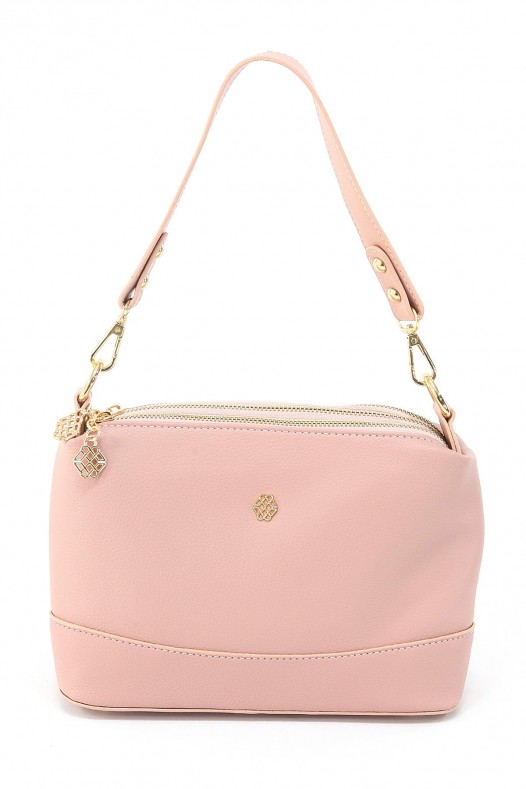 Pudra Orta Boy Günlük Kadın Çapraz Askılı Kol Omuz Çantası İthal Kaliteli Suni Deri Çok Gözlü 5357