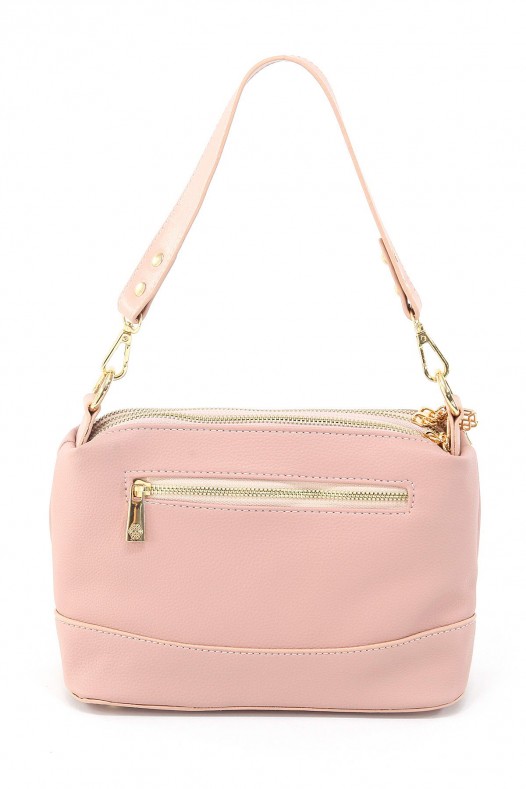 Pudra Orta Boy Günlük Kadın Çapraz Askılı Kol Omuz Çantası İthal Kaliteli Suni Deri Çok Gözlü 5357