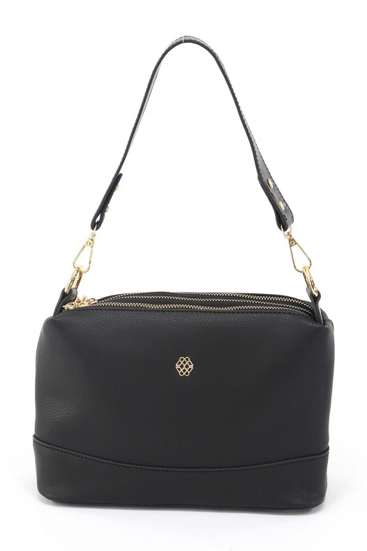 Siyah Orta Boy Günlük Kadın Çapraz Askılı Kol Omuz Çantası İthal Kaliteli Suni Deri Çok Gözlü 5357