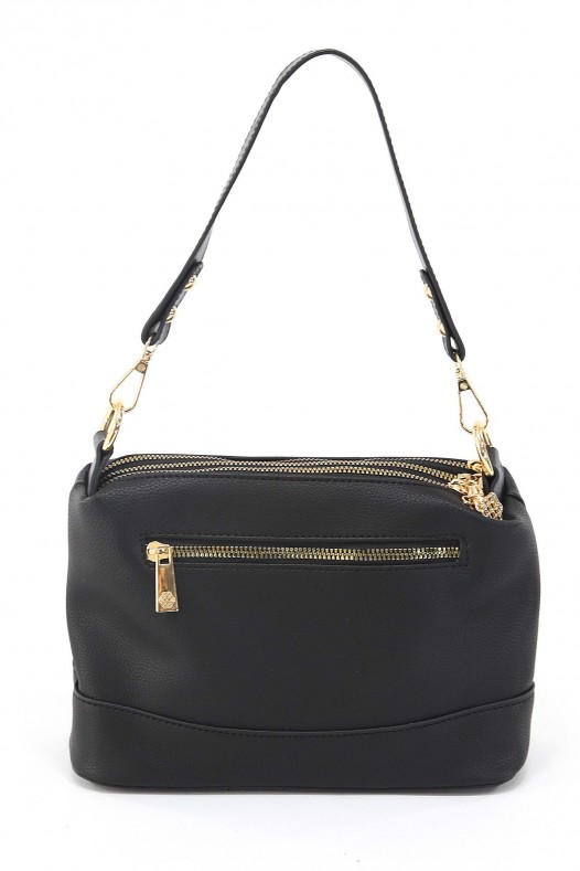 Siyah Orta Boy Günlük Kadın Çapraz Askılı Kol Omuz Çantası İthal Kaliteli Suni Deri Çok Gözlü 5357