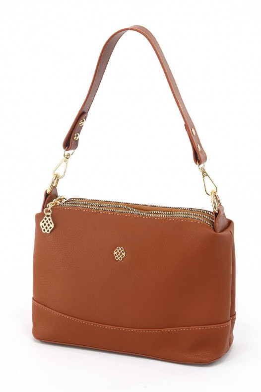 Taba Orta Boy Günlük Kadın Çapraz Askılı Kol Omuz Çantası İthal Kaliteli Suni Deri Çok Gözlü 5357