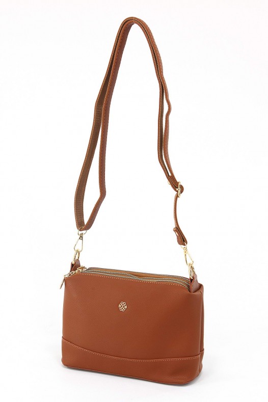 Taba Orta Boy Günlük Kadın Çapraz Askılı Kol Omuz Çantası İthal Kaliteli Suni Deri Çok Gözlü 5357