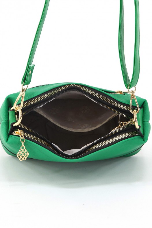 Yeşil Orta Boy Günlük Kadın Çapraz Askılı Kol Omuz Çantası İthal Kaliteli Suni Deri Çok Gözlü 5357