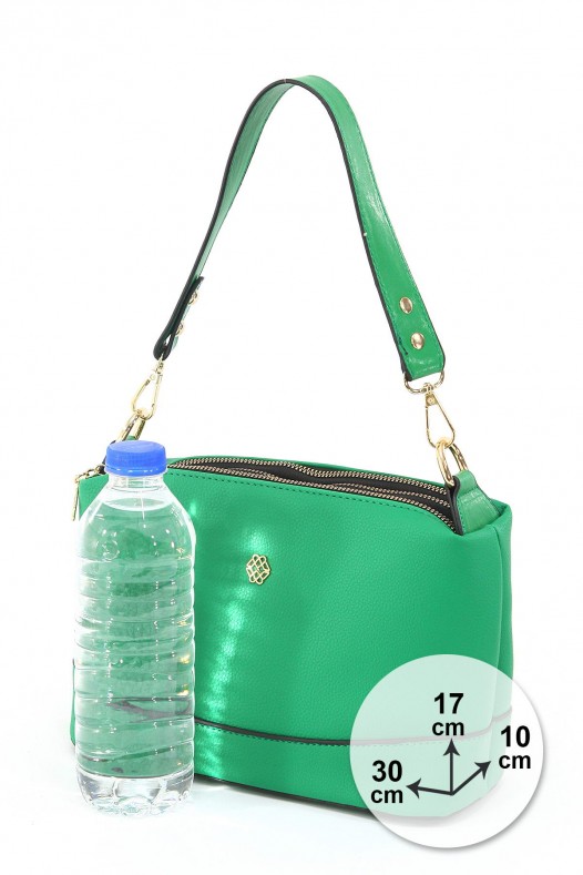 Yeşil Orta Boy Günlük Kadın Çapraz Askılı Kol Omuz Çantası İthal Kaliteli Suni Deri Çok Gözlü 5357