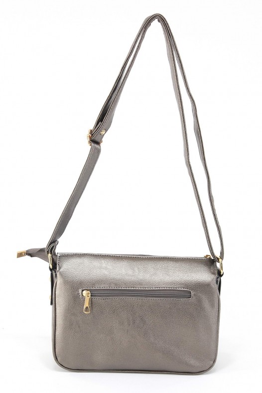 Gri Orta Boy Günlük Kadın Çapraz Omuz Çantası İthal Kaliteli Suni Deri Çok Gözlü Astarlı 5358