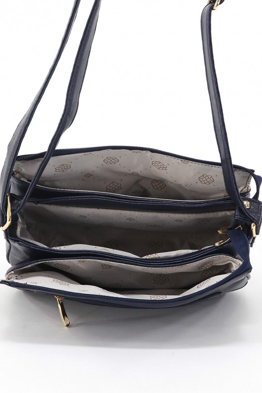 Lacivert Orta Boy Günlük Kadın Çapraz Omuz Çantası İthal Kaliteli Suni Deri Çok Gözlü Astarlı 5358