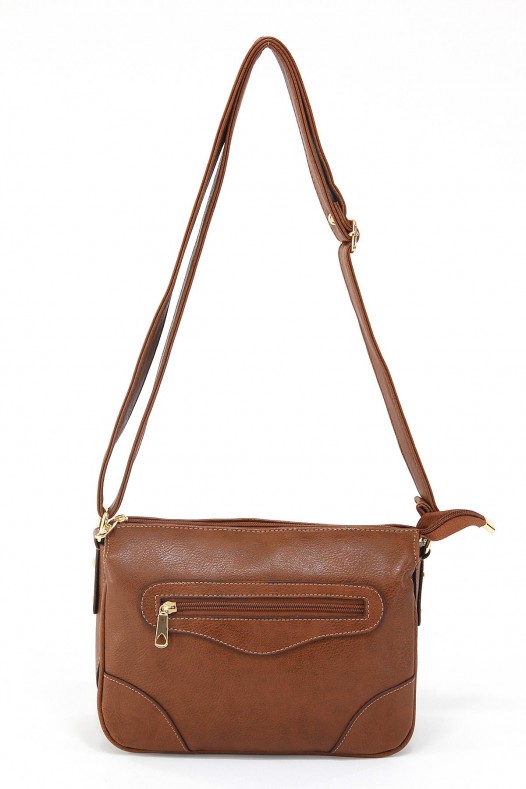 Taba Orta Boy Günlük Kadın Çapraz Omuz Çantası İthal Kaliteli Suni Deri Çok Gözlü Astarlı 5358