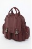 Bordo Orta Boy Günlük Kadın El Askılı Omuz Sırt Çantası İthal Suni Deri Çok Gözlü Astarlı 5373