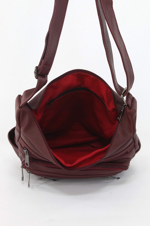 Bordo Orta Boy Günlük Kadın Çapraz Askılı Postacı Omuz Çantası İthal Kaliteli Suni Deri Astarlı 5374