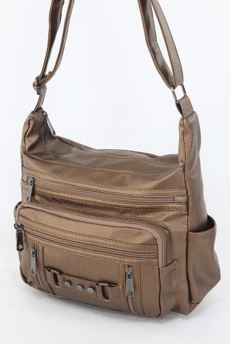 Bakır Orta Boy Günlük Kadın Çapraz Askılı Postacı Omuz Çantası İthal Kaliteli Suni Deri Astarlı 5374