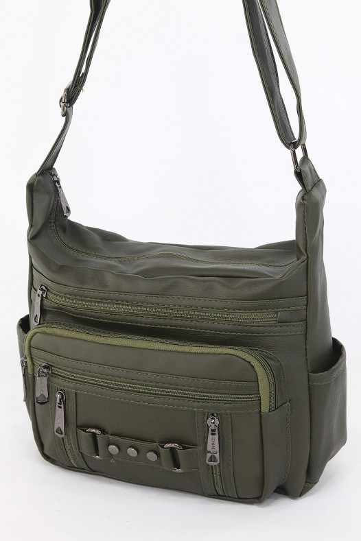 Yeşil Orta Boy Günlük Kadın Çapraz Askılı Postacı Omuz Çantası İthal Kaliteli Suni Deri Astarlı 5374