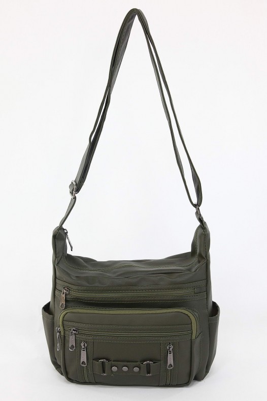 Yeşil Orta Boy Günlük Kadın Çapraz Askılı Postacı Omuz Çantası İthal Kaliteli Suni Deri Astarlı 5374