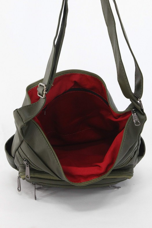 Yeşil Orta Boy Günlük Kadın Çapraz Askılı Postacı Omuz Çantası İthal Kaliteli Suni Deri Astarlı 5374