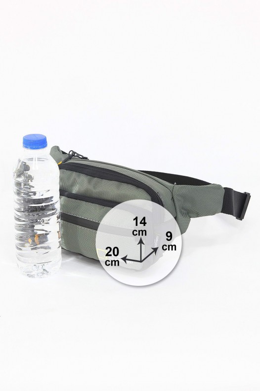 Gri Orta Boy Günlük Unisex Kadın Erkek Bel Çantası Su Geçirmez İmperteks Kumaş Astarlı 5376