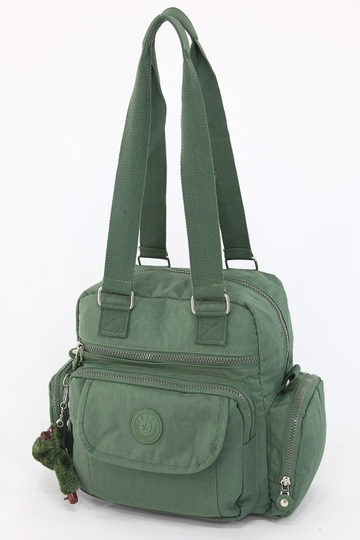 Yeşil Orta Boy Günlük Kadın Çapraz Askılı Kol Omuz Çantası Su Geçirmez İthal Krinkıl Kumaş 5377