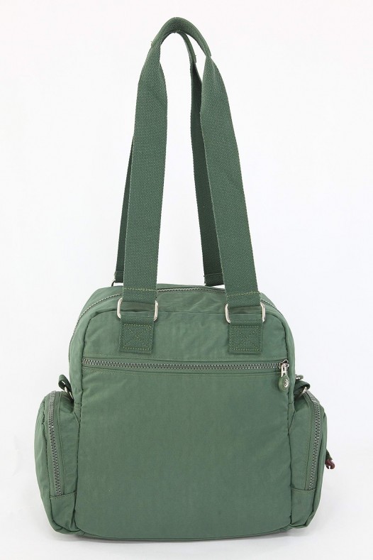 Yeşil Orta Boy Günlük Kadın Çapraz Askılı Kol Omuz Çantası Su Geçirmez İthal Krinkıl Kumaş 5377