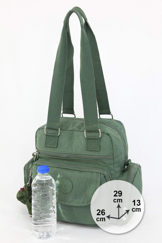 Yeşil Orta Boy Günlük Kadın Çapraz Askılı Kol Omuz Çantası Su Geçirmez İthal Krinkıl Kumaş 5377