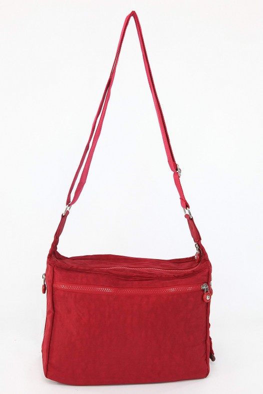 Kırmızı Orta Boy Günlük Kadın Çapraz Postacı Omuz Çantası Su Geçirmez İthal Krinkıl Kumaş 5378