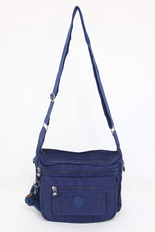 Lacivert Orta Boy Günlük Kadın Çapraz Askı Postacı Omuz Çantası Su Geçirmez İthal Krinkıl Kumaş 5378