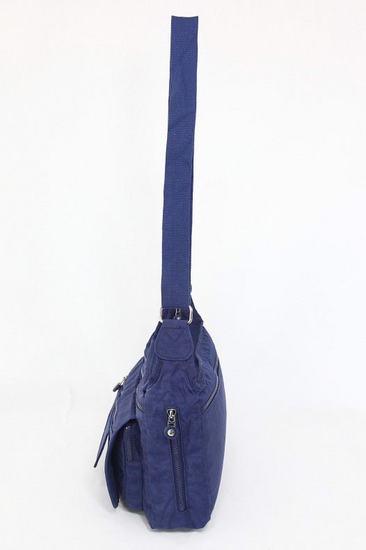 Lacivert Orta Boy Günlük Kadın Çapraz Askı Postacı Omuz Çantası Su Geçirmez İthal Krinkıl Kumaş 5378