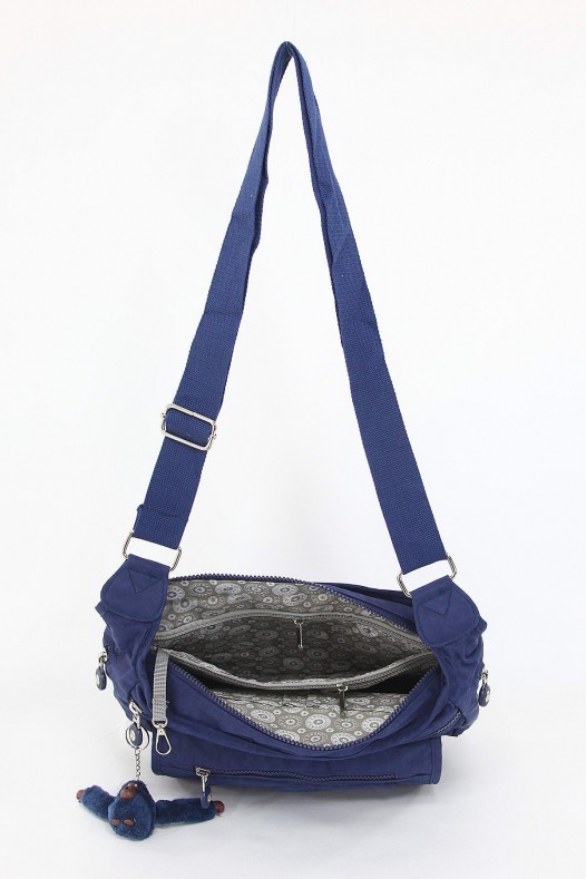 Lacivert Orta Boy Günlük Kadın Çapraz Askı Postacı Omuz Çantası Su Geçirmez İthal Krinkıl Kumaş 5378