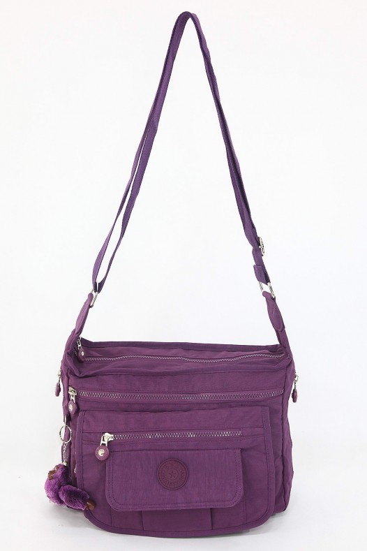 Mor Orta Boy Günlük Kadın Çapraz Askılı Postacı Omuz Çantası Su Geçirmez İthal Krinkıl Kumaş 5378