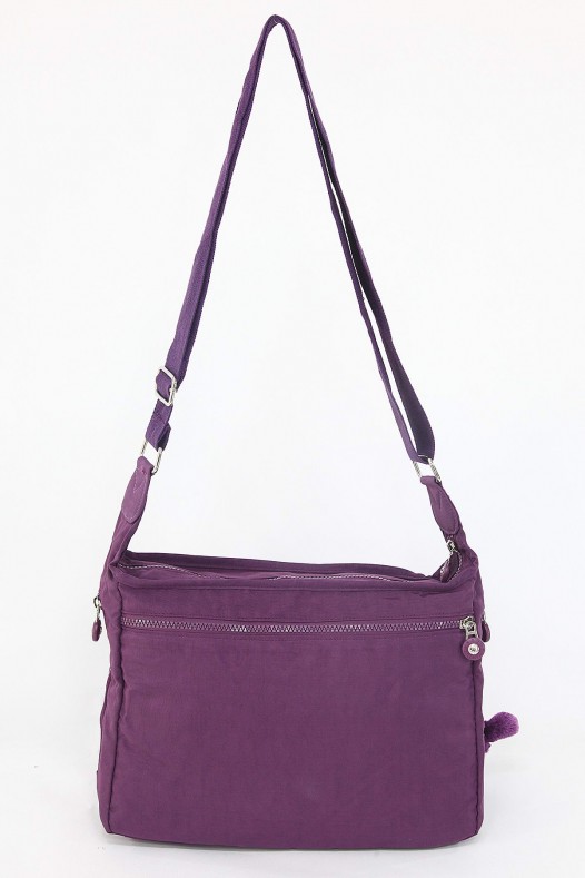 Mor Orta Boy Günlük Kadın Çapraz Askılı Postacı Omuz Çantası Su Geçirmez İthal Krinkıl Kumaş 5378