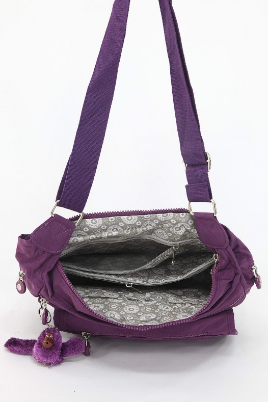 Mor Orta Boy Günlük Kadın Çapraz Askılı Postacı Omuz Çantası Su Geçirmez İthal Krinkıl Kumaş 5378