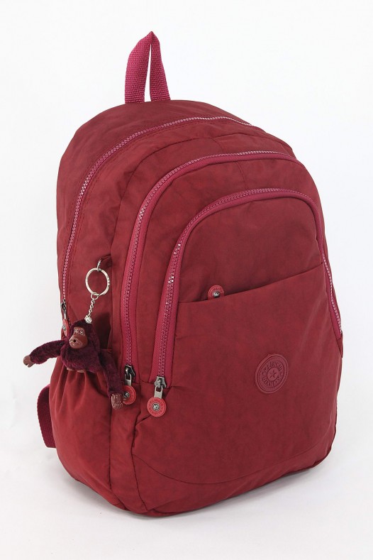 Bordo Büyük Boy Günlük Unisex Kadın Erkek Sırt Çantası Su Geçirmez İthal Krinkıl Kumaş Astarlı 5379