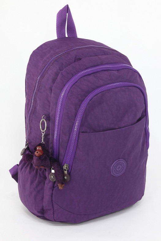 Mor Büyük Boy Günlük Unisex Kadın Erkek Sırt Çantası Su Geçirmez İthal Krinkıl Kumaş Astarlı 5379