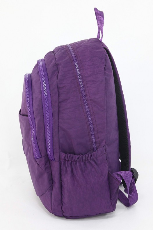 Mor Büyük Boy Günlük Unisex Kadın Erkek Sırt Çantası Su Geçirmez İthal Krinkıl Kumaş Astarlı 5379