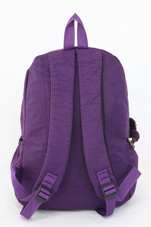 Mor Büyük Boy Günlük Unisex Kadın Erkek Sırt Çantası Su Geçirmez İthal Krinkıl Kumaş Astarlı 5379