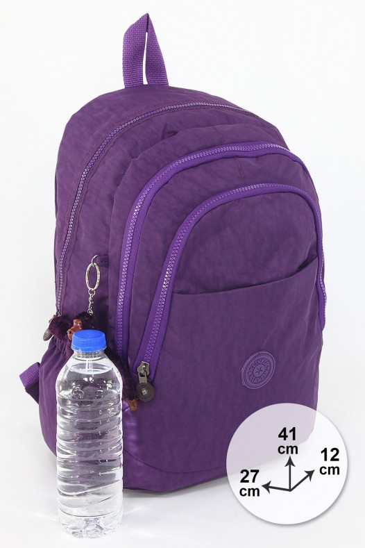 Mor Büyük Boy Günlük Unisex Kadın Erkek Sırt Çantası Su Geçirmez İthal Krinkıl Kumaş Astarlı 5379