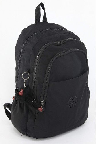 Siyah Büyük Boy Günlük Unisex Kadın Erkek Sırt Çantası Su Geçirmez İthal Krinkıl Kumaş Astarlı 5379