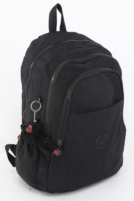 Siyah Büyük Boy Günlük Unisex Kadın Erkek Sırt Çantası Su Geçirmez İthal Krinkıl Kumaş Astarlı 5379