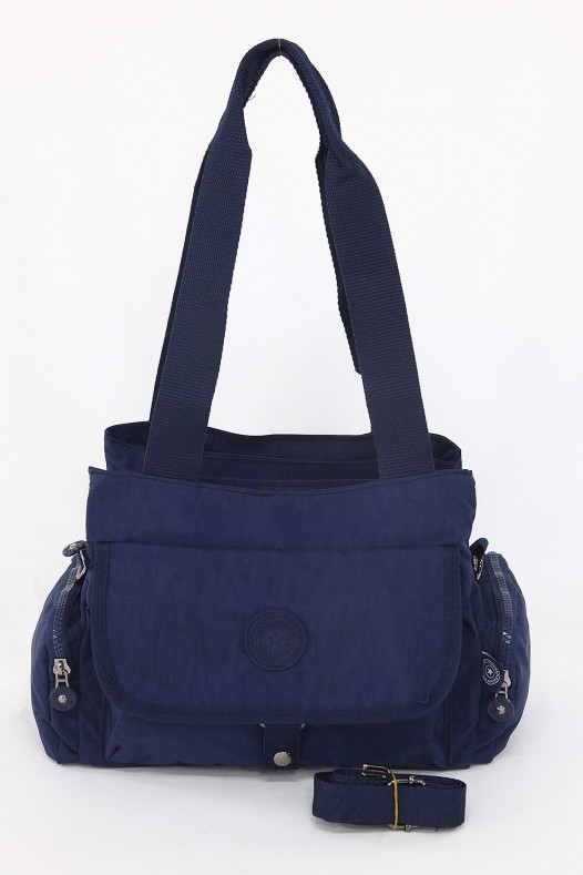 Lacivert Orta Boy Günlük Kadın Çapraz Askılı Omuz Çantası Su Geçirmez İthal Krinkıl Kumaş 5380