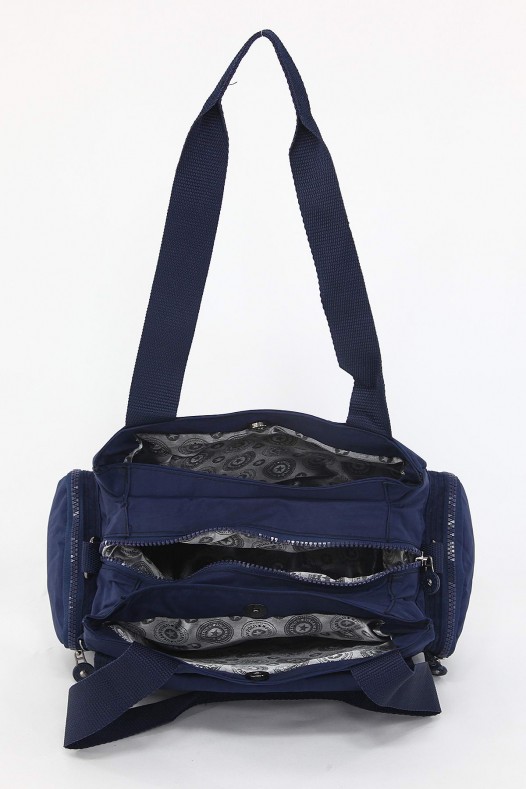 Lacivert Orta Boy Günlük Kadın Çapraz Askılı Omuz Çantası Su Geçirmez İthal Krinkıl Kumaş 5380