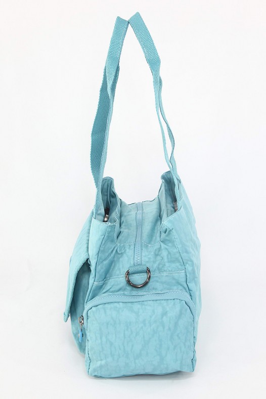 Mavi Orta Boy Günlük Kadın Çapraz Askılı Omuz Çantası Su Geçirmez İthal Krinkıl Kumaş Çok Gözlü 5380