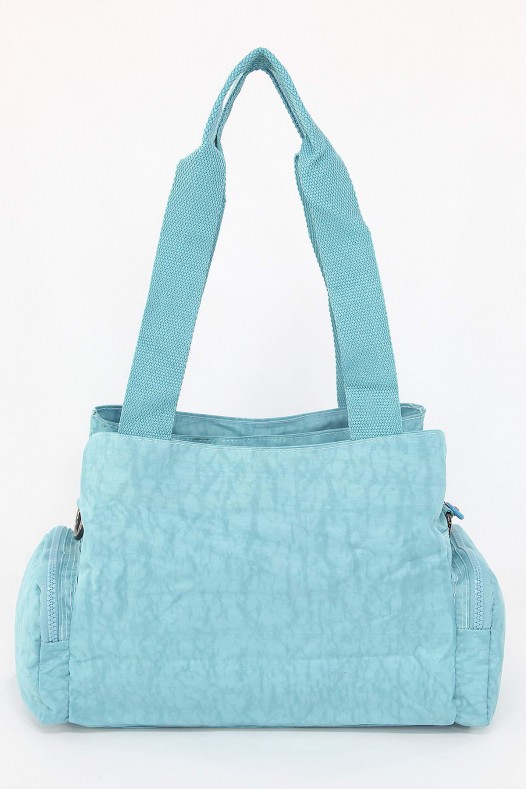 Mavi Orta Boy Günlük Kadın Çapraz Askılı Omuz Çantası Su Geçirmez İthal Krinkıl Kumaş Çok Gözlü 5380