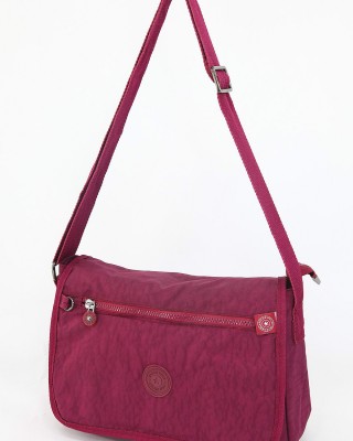 Bordo Orta Boy Günlük Kadın Çapraz Askılı Postacı Omuz Çantası Su Geçirmez İthal Krinkıl Kumaş 5381