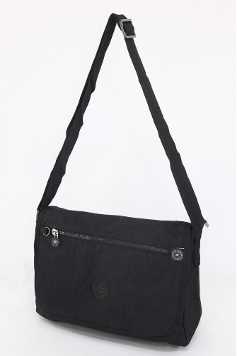 Siyah Orta Boy Günlük Kadın Çapraz Askılı Postacı Omuz Çantası Su Geçirmez İthal Krinkıl Kumaş 5381