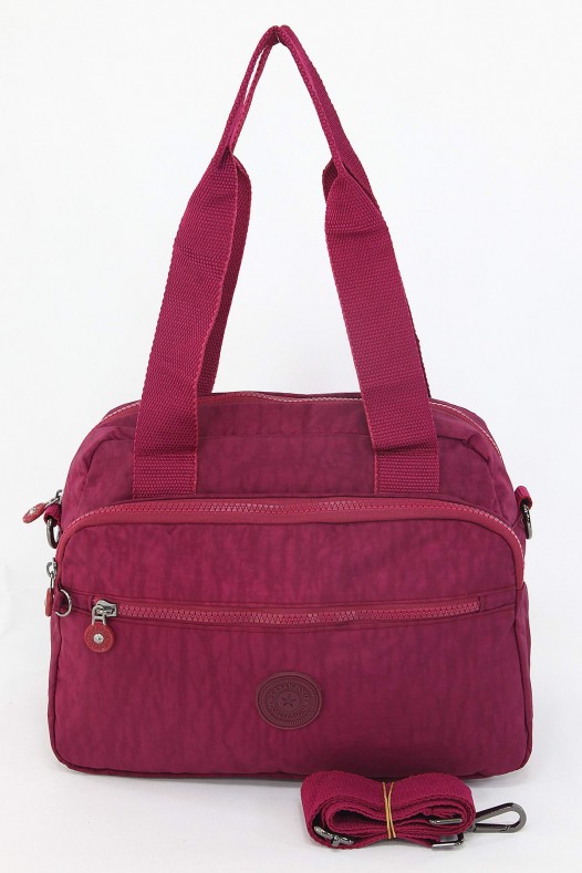 Bordo Orta Boy Günlük Kadın Çapraz Askılı Kol Omuz Çantası Su Geçirmez İthal Krinkıl Kumaş 5383