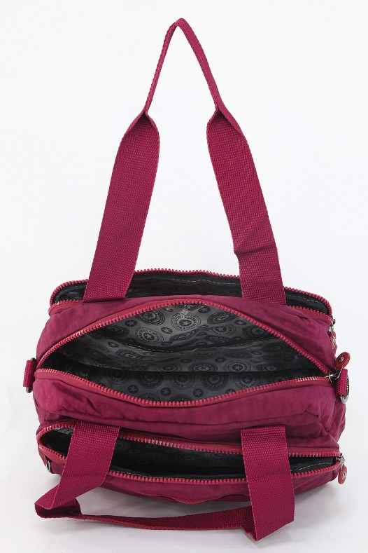 Bordo Orta Boy Günlük Kadın Çapraz Askılı Kol Omuz Çantası Su Geçirmez İthal Krinkıl Kumaş 5383