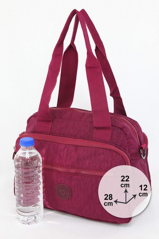 Bordo Orta Boy Günlük Kadın Çapraz Askılı Kol Omuz Çantası Su Geçirmez İthal Krinkıl Kumaş 5383