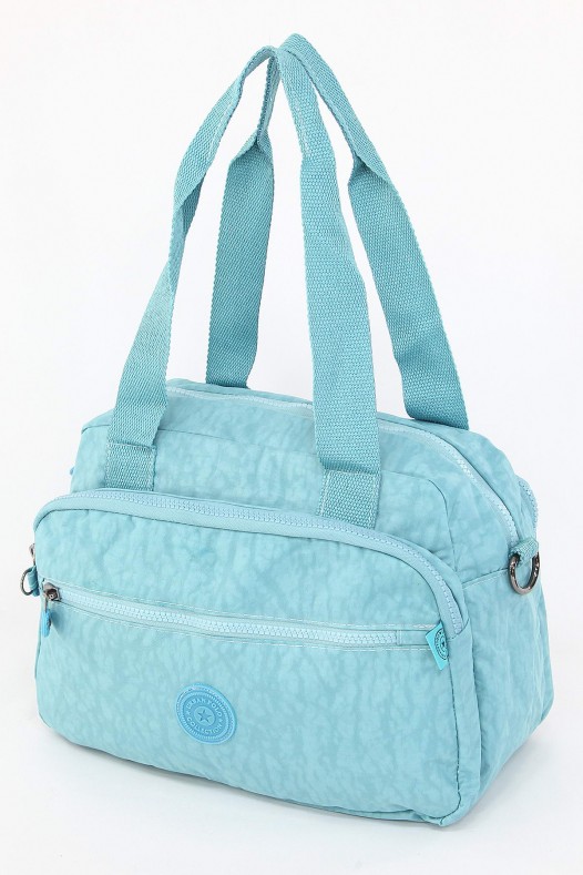 Mavi Orta Boy Günlük Kadın Çapraz Askılı Kol Omuz Çantası Su Geçirmez İthal Krinkıl Kumaş 5383