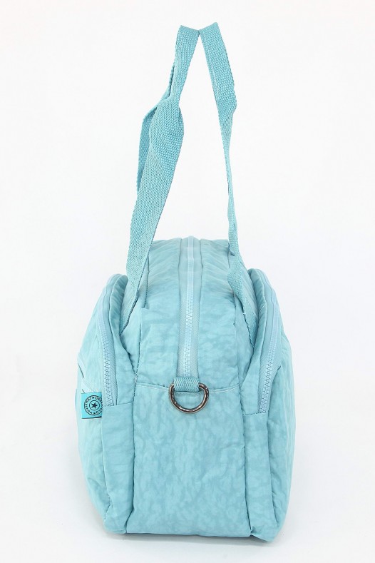 Mavi Orta Boy Günlük Kadın Çapraz Askılı Kol Omuz Çantası Su Geçirmez İthal Krinkıl Kumaş 5383